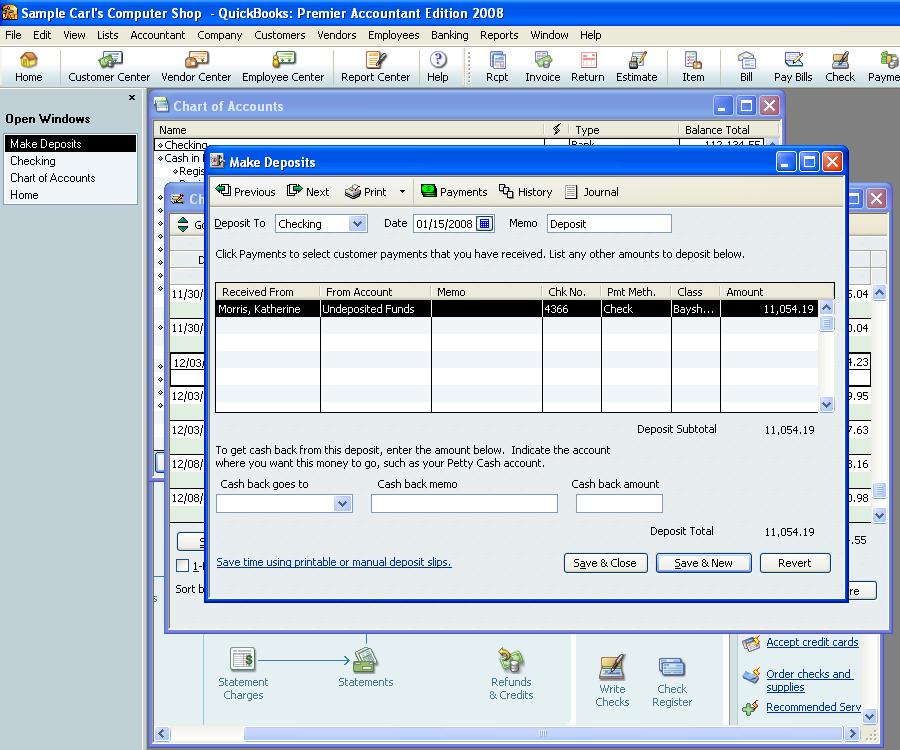QUICKBOOKS: PREMIER ACCOUNTANT EDITION 2008: Lists > Chart of Accounts >