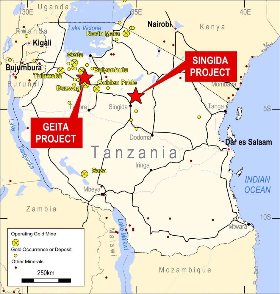 TANZANIA - PROJECT LOCATIONS Major Archaean gold camp with 60Moz