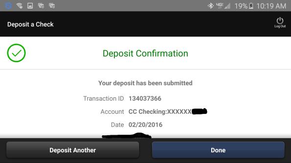 Make sure you receive the Deposit Confirmation. Figure 14 Deposit Confirmation An email notiification from custserv@putnamcountystatebank.
