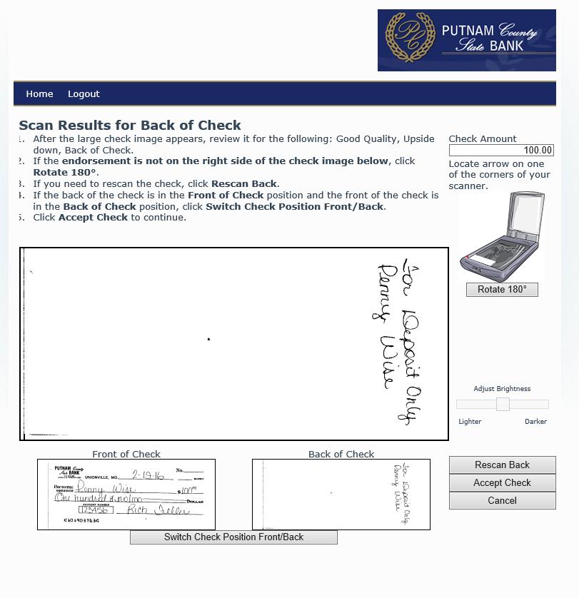 A confirmation page appears for you to verify the check images.