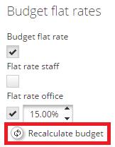 Fig.21 Recalculate budget o Real costs To enter the costs for each project staff member, please click on icon and a pop-up window will appear (Fig.24). Fig.