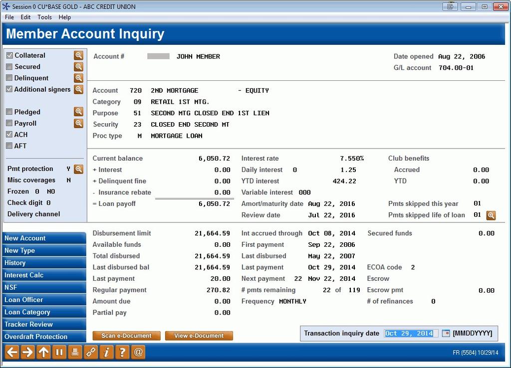 How to View the # of SAP Choose the loan you wish to inquire about and click the Inquiry link.