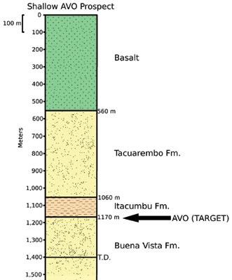 Uruguay Operations Well #3 Canada de Fea-1 (shallow AVO) This well will test a shallow AVO prospect which has