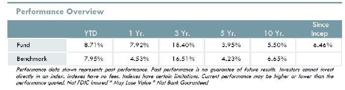 This element provides historical performance for the fund and its benchmark.