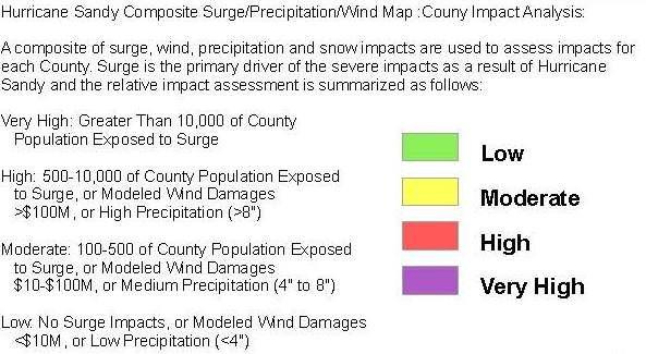 Hurricane Sandy County Impact Analysis Post landfall, the Risk Matrix evolved into a County Impact Analysis using field verified data.