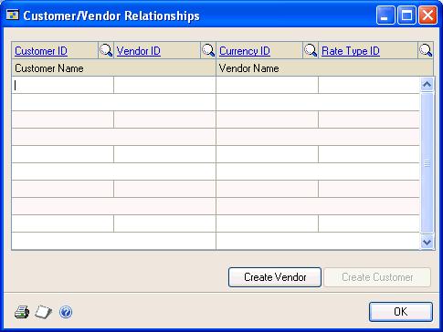 CHAPTER 21 CUSTOMER/VENDOR CONSOLIDATIONS Creating customer/vendor relationships Use the Customer/Vendor Relationships window to link a customer to a vendor or a vendor to a customer.
