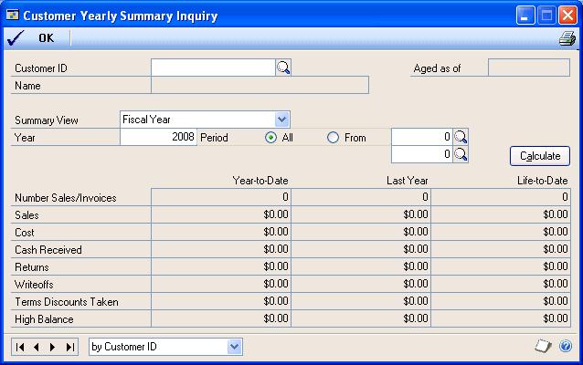 PART 4 INQUIRIES AND REPORTS The information that is displayed in the Customer Yearly Summary Inquiry window when you select Amounts Since Last Close in the Summary View list might not represent