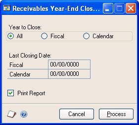 CHAPTER 30 YEAR-END CLOSING Close the fiscal periods for the Sales series (optional) Use the Fiscal Periods Setup window to close any fiscal periods that are still open for the year.