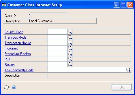 CHAPTER 3 CUSTOMER CLASSES 12. Choose OK to close the window and return to the Customer Class Setup window, and choose Save to save your entries.
