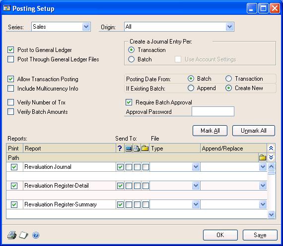 PART 1 SETUP AND CARDS that the beginning balances transactions you re entering won t affect General Ledger account balances. To change the posting settings: 1. Open the Posting Setup window.