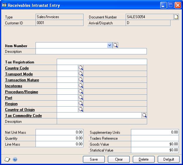CHAPTER 12 TRANSACTION ENTRY item. To print the Intrastat Trade Report, use the Company Taxes Reports window or the Company Tax Report Options window.