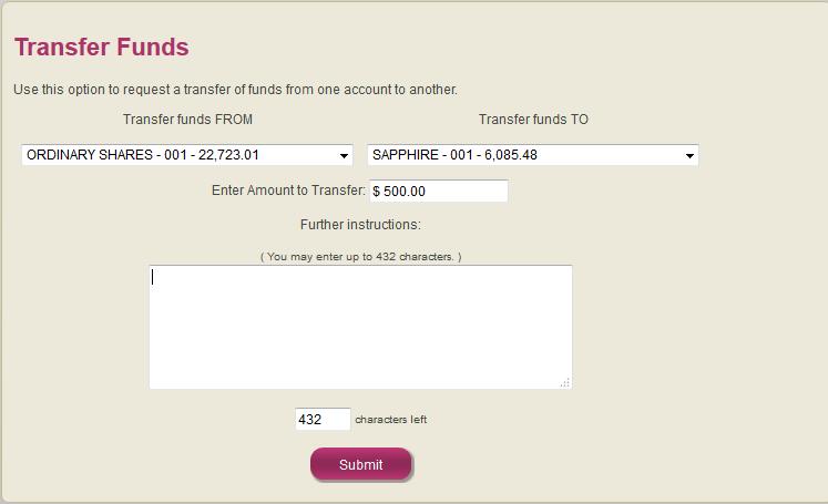 Transfer Funds (From one of your account products to another of your