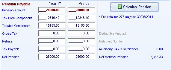Payable based on the Annual Pension amount.