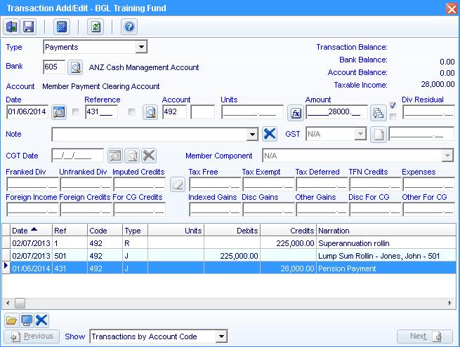 Task 3.2 - Pension Payment Standing Journals Click New Type Bank Date Reference Account Input P to select Payments.