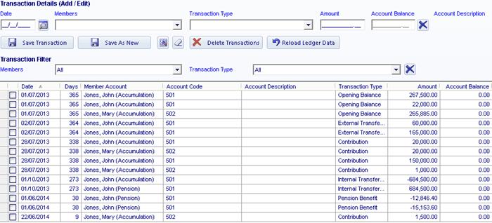 These transactions are only specific for the Actuarial Certificate Wizard screen and will not be posted to the fund's Transaction screen.