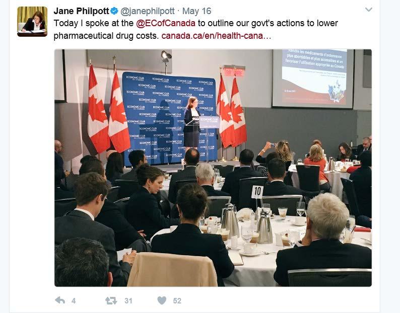 May 16, 2017 Federal Health Minister Addressed Economic Club to