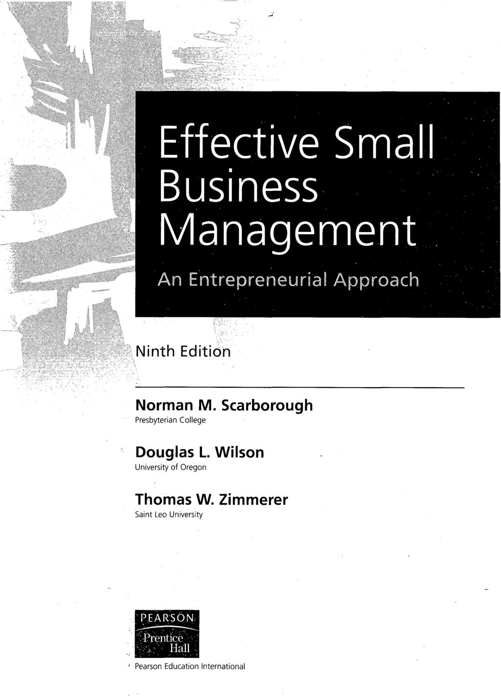 Effective Small Business Management An Entrepreneurial Accroach Ninth Edition Norman M.
