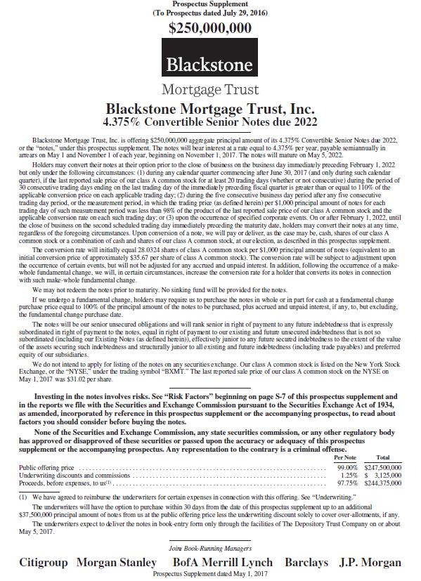 to purchase, or otherwise acquire, subscribe for, sell or otherwise dispose of, any securities On May 5, 2017, BXMT issued $250 million of its 4.