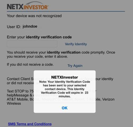 2. DEPOSIT SETUP 6. Tap OK. Enter your IVC code in the text field and tap Verify Identity.