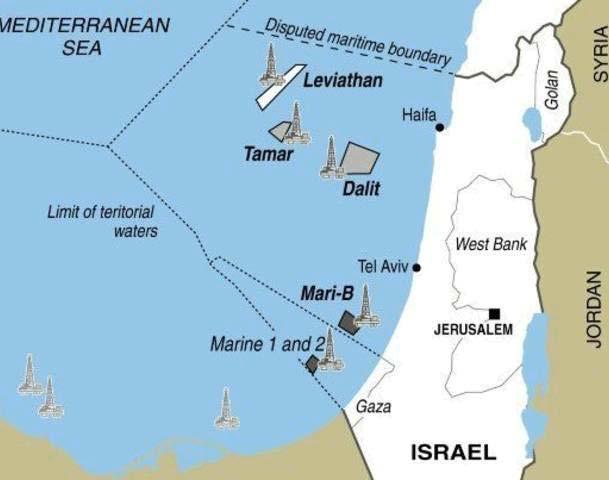 The impact of natural gas production New natural gas resources have been discovered on the Israeli coast with amounts estimated at 760 BCM (27 TCF), The estimated value of the deposits is $130 bn.