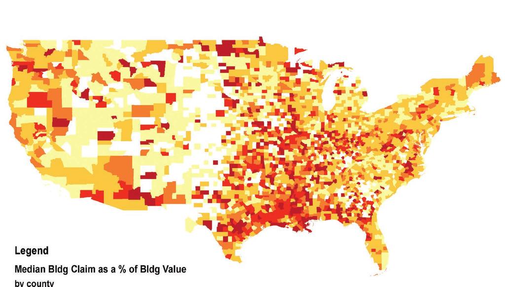 Figure 1. Median Flood Claim as a Percentage of Building Value, by County Up to 5% 5% 9% 10% 14% 15% 24% Over 25% The good news is that hazard mitigation works.