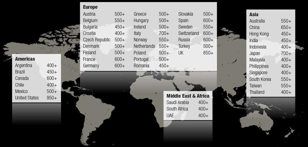 Comprehensive geographic coverage The Model covers 46 countries in