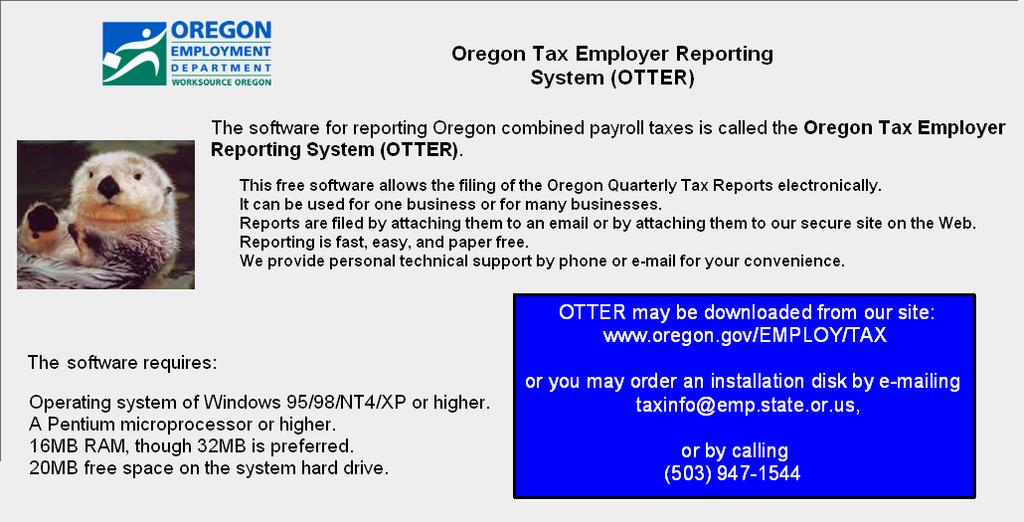 REPORTING METHODS OTTER For more information go to Employment Department UI Tax. findit.emp.state.