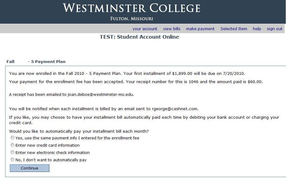 Page 9 of 10 5. After you have completed your enrollment fee payment, the following screen will appear.