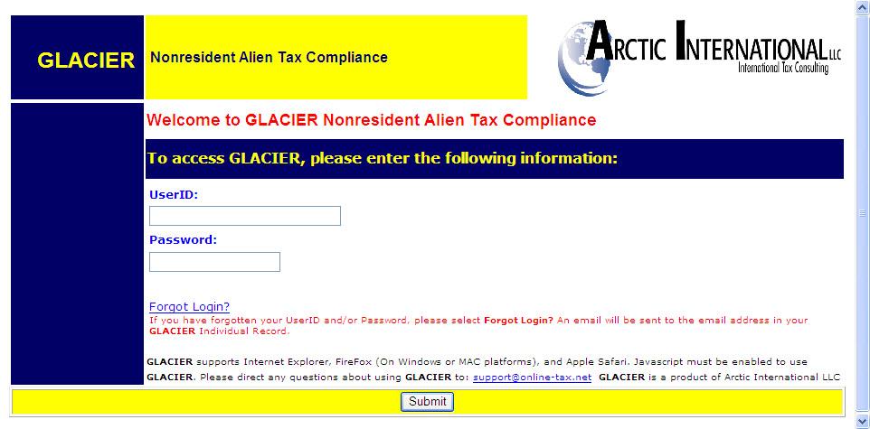 Page 2 of 7 1. I received an e-mail from support@online-tax.net instructing me to log in to Glacier. What is Glacier? Why have I been asked to complete a Glacier record?
