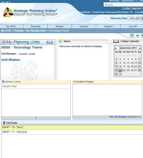 4. The My Planning Units screen with the selected planning unit will appear. This screen provides the user full Planning Unit edit capability for the unit selected. In the My Planning Units box; 1.