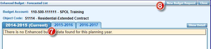 7. Select the tab of the desired Budget Year. 8. Click on the New Budget Request tab. A new window opens which is your New Budget Request Form. 9.