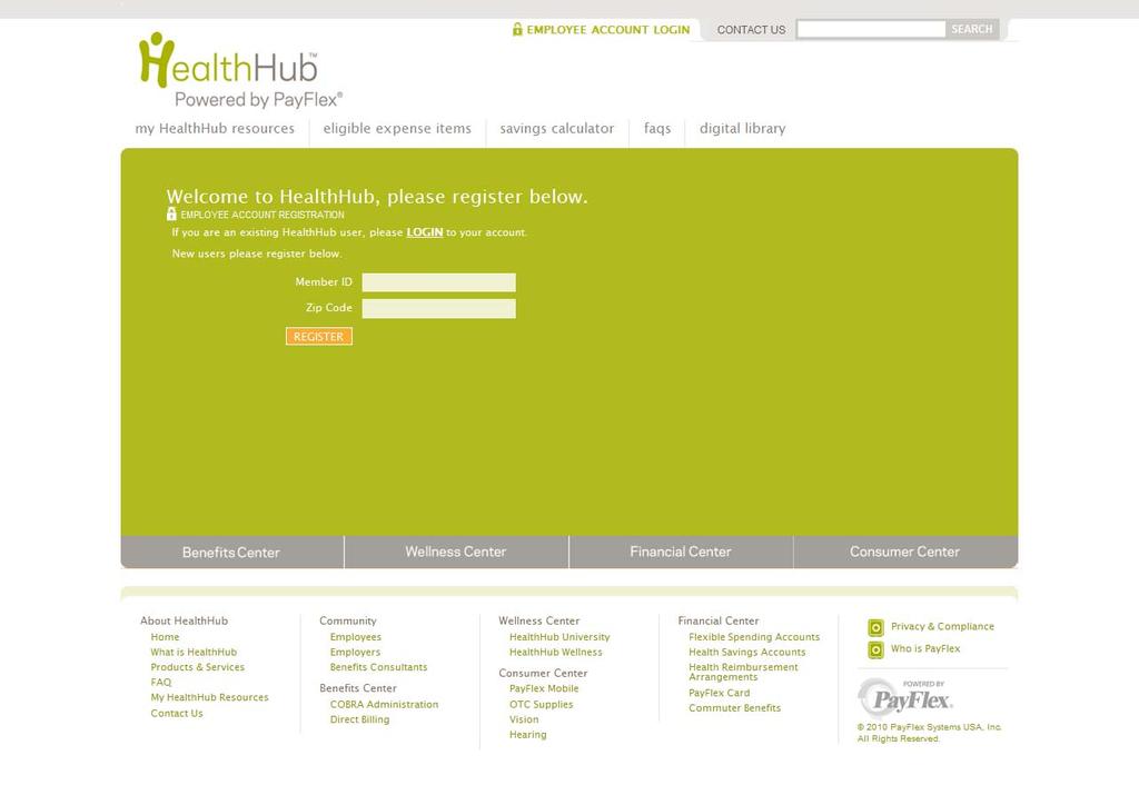 The following registration page is displayed.