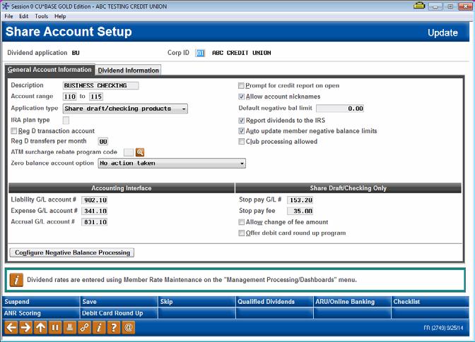 Savings/Checking Products Configuration (Tool #777) Adjust this flag as needed to control whether or not share accounts with this DivApl are reported on form 1099- INT.