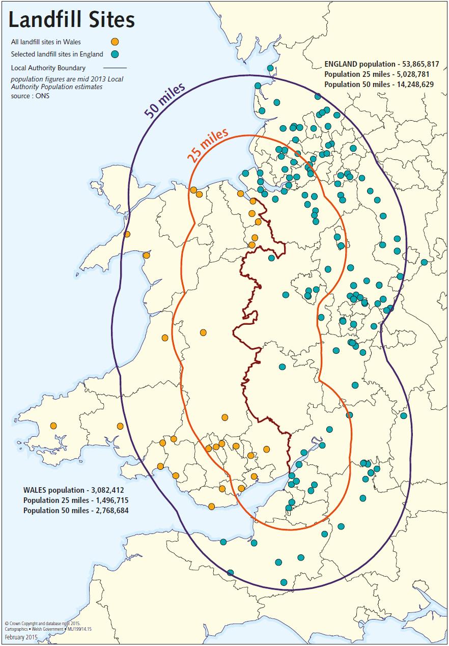 Figure 1 - Landfill Sites and Populations Wales/England Border 9 9 Location of landfill sites based on HMRC data 2012 http://customs.hmrc.gov.