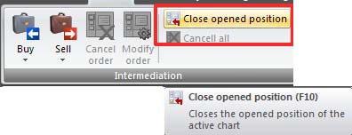 5. CLOSE positions (F10) By clicking the command Close opened position