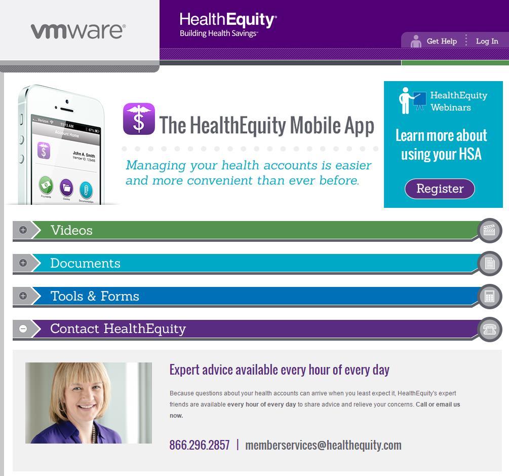 Plan comparison tool & Member Resource Site VMware HealthEquity Member Resource Site: www.