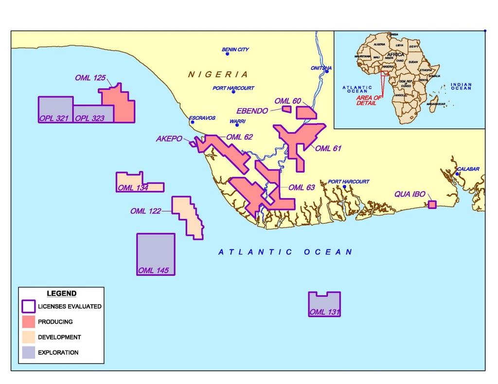 -36- Oil and gas revenue is generated by the production and sale of crude oil, natural gas, and NGLs from the Corporation s interest in OMLs 60 to 63 (onshore), OML 125 (offshore), Ebendo (in OML 56,