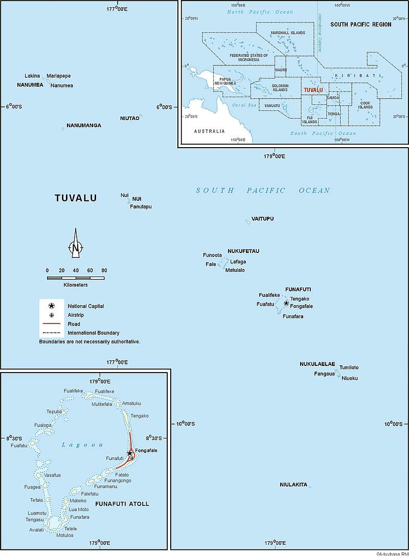 Overview of Tuvalu Tuvalu - one of the smallest countries in the world with a population of 11,000 people and a land area of 26km2 Land poor and flat - highest point 4