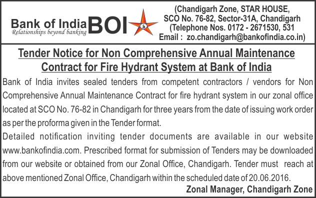 Tenders in separate sealed covers containing Technical details and Financial details respectively are invited from competent contractors/vendors for Non Comprehensive Annual Maintenance Contract for