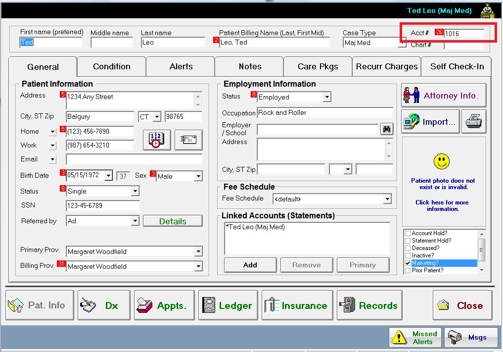 The account numbers are unique to each patient file in ChiroTouch.