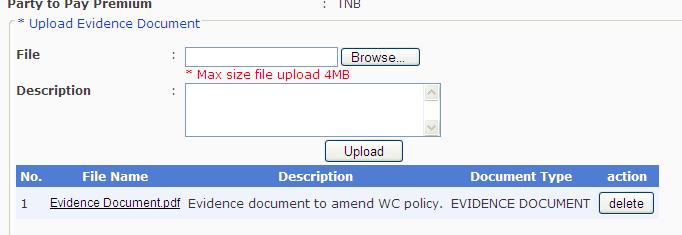 5) Document uploaded will be displayed at the bottom of the page as in Figure 57.