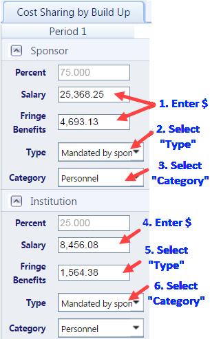 Salary / Cost fields will auto-calculate. Select from the Type and Category pick lists.