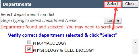 Set the individual s departmental assignment by clicking Set (to the right of Department at bottom of screen). 5.