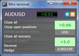 1.4 Closing orders You can close an open position by clicking on the position marker at the top of the Mini Terminal: the text which reads +0.10, -0.50 etc.
