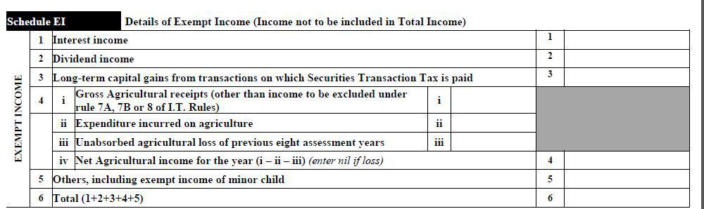 ITR 2 Exempt income
