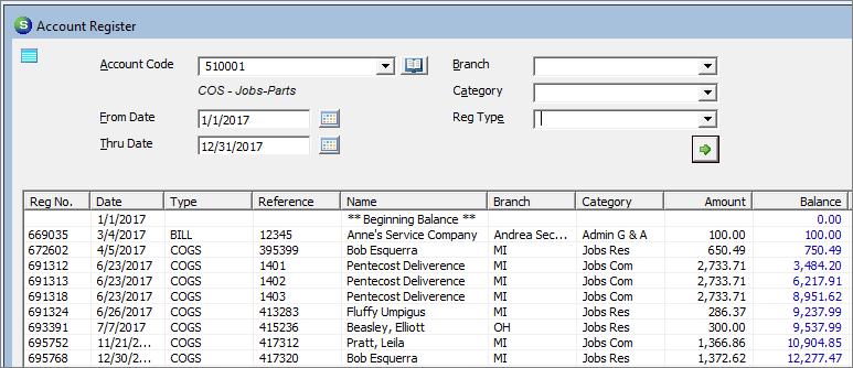 Account Register Types Register types found in the Account Register will provide insight as to where the transaction was generated.