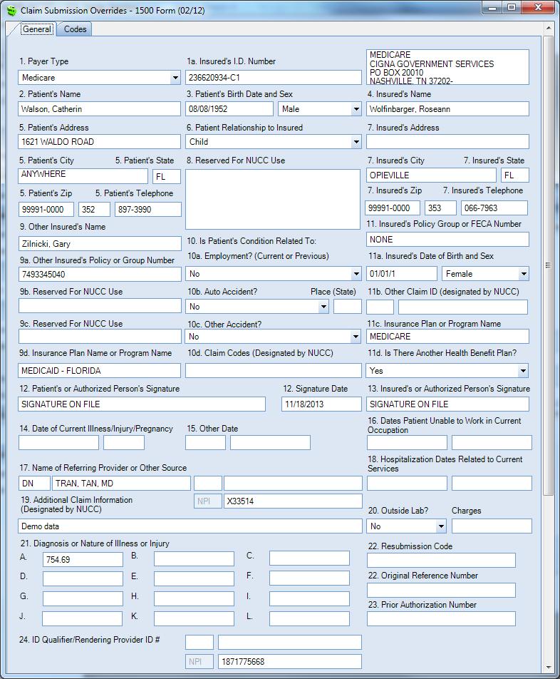 Insurance Company Settings Insurance Company-level 1500 form settings: When one of your existing insurance companies is set to use the new format on April 1st, you will see that the 1500 form