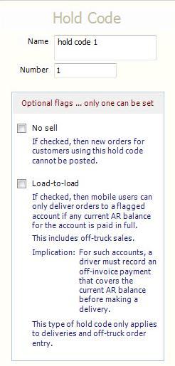 Working with Hold Codes Using the Hold Codes Panel There are two main types of hold codes: warnings and no-sells. Hold codes may restrict order entries for a customer typically for financial reasons.