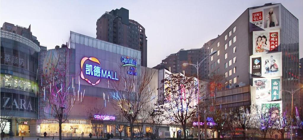 Investing in Quality, Income-Producing Malls (cont d) CapitaMall Wangjing Most Influential Mall in Wangjing Area Won Most Influential Mall in Wangjing Area by Beijing News in 2010 One