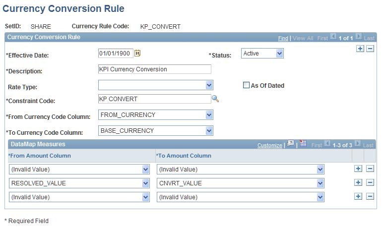 Understanding PeopleSoft Scorecard Chapter 2 set up this rule with the selections shown in this example; Rate Type is the one field that you might modify.